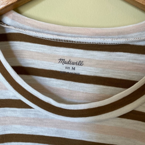 Madewell white/brown/pink striped tee size medium - Picture 3 of 3